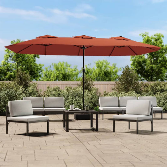 vidaXL Double-Head Parasol Terracotta 449x245 cm