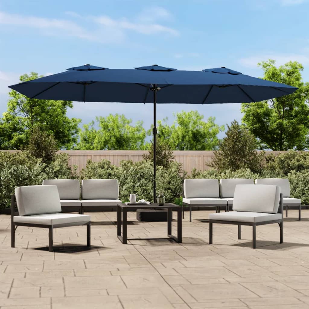 vidaXL Double-Head Parasol Azure Blue 449x245 cm