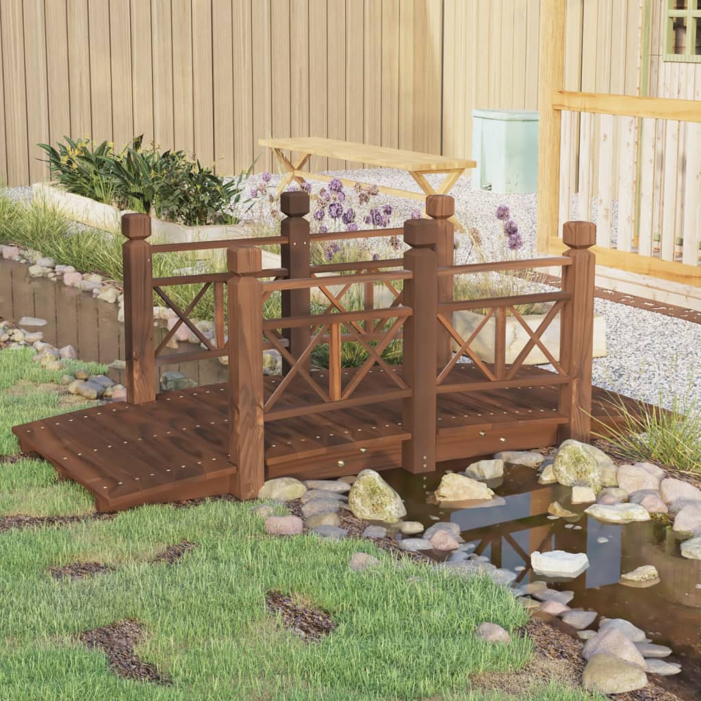 vidaXL Garden Bridge with Railings 150x67x56cm Solid Wood Spruce