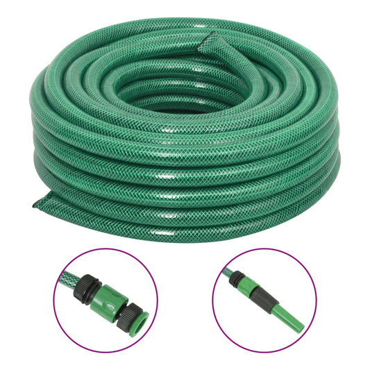 vidaXL Garden Hose with Fitting Set Green 0.9" 10 m PVC