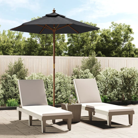 vidaXL Garden Parasol with Wooden Pole Black 196x231 cm