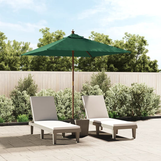 vidaXL Garden Parasol with Wooden Pole Green 198x198x231 cm