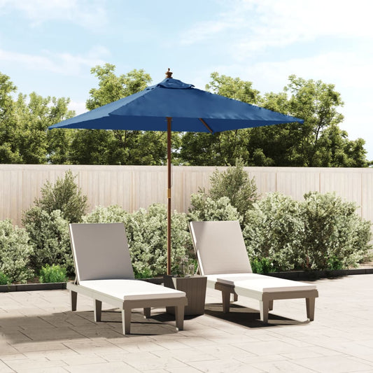 vidaXL Garden Parasol with Wooden Pole Azure Blue 198x198x231 cm