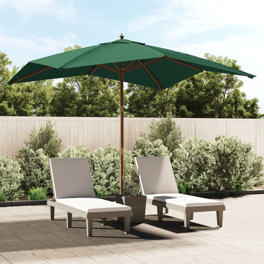 vidaXL Garden Parasol with Wooden Pole Green 300x300x273 cm