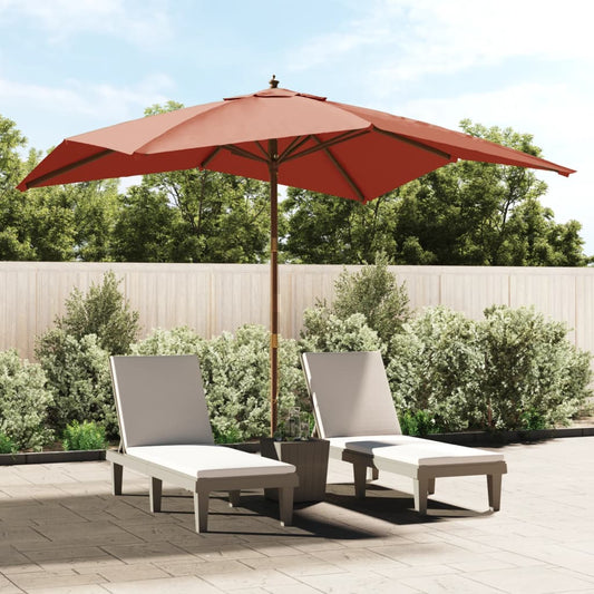 vidaXL Garden Parasol with Wooden Pole Terracotta 300x300x273 cm