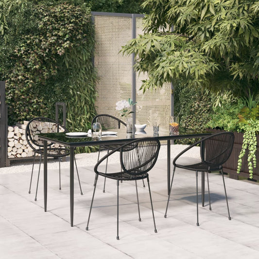 vidaXL 5 Piece Garden Dining Set Black PVC Rattan