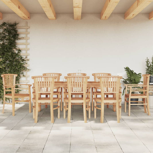 vidaXL 9 Piece Garden Dining Set Solid Wood Teak