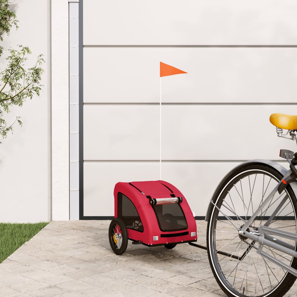vidaXL Dog Bike Trailer Red Oxford Fabric and Iron