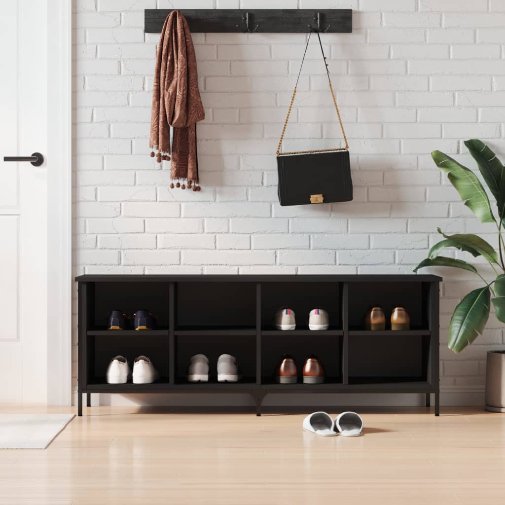 vidaXL Shoe Cabinet Black 131x35x50 cm Engineered Wood
