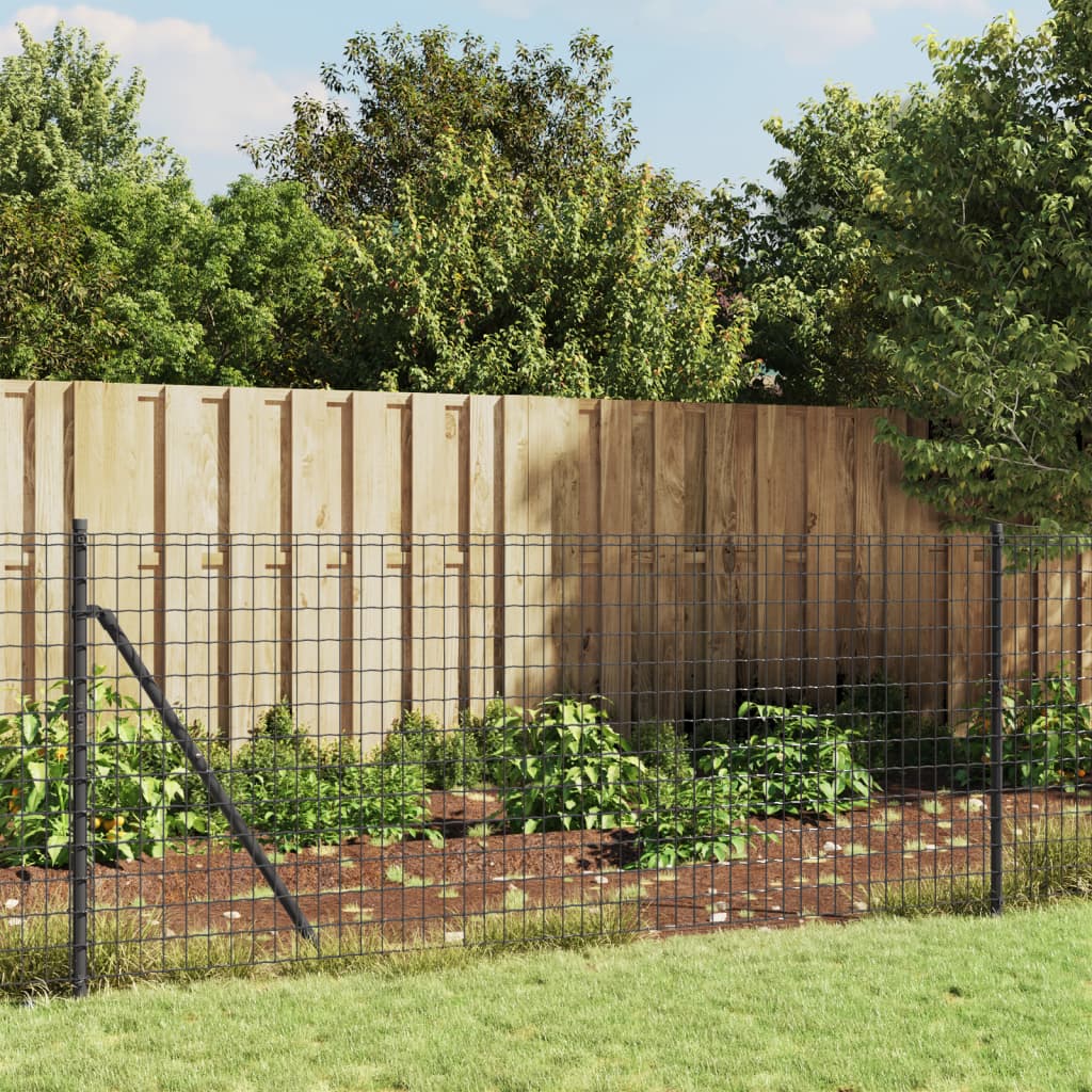 vidaXL Wire Mesh Fence with Spike Anchors Anthracite 1x10 m