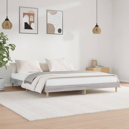 vidaXL Bed Frame Grey Sonoma 180x200 cm Engineered Wood