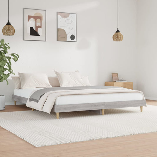 vidaXL Bed Frame Grey Sonoma 160x200 cm Engineered Wood