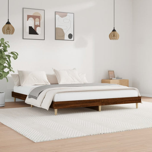 vidaXL Bed Frame Brown Oak 160x200 cm Engineered Wood
