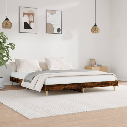 vidaXL Bed Frame Smoked Oak 120x200 cm Engineered Wood