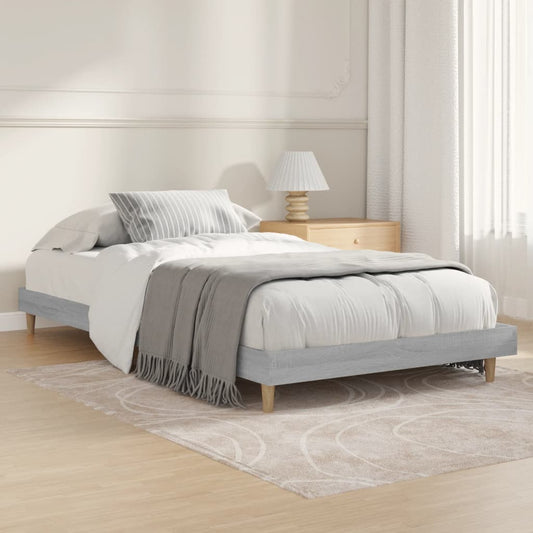vidaXL Bed Frame Grey Sonoma 100x200 cm Engineered Wood