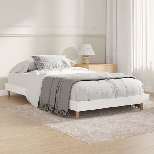 vidaXL Bed Frame High Gloss White 90x200 cm Engineered Wood