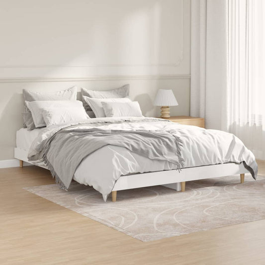 vidaXL Bed Frame High Gloss White 140x190 cm Engineered Wood