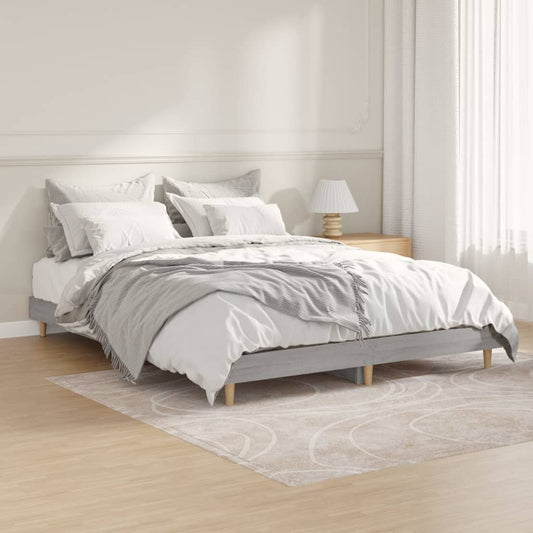 vidaXL Bed Frame Grey Sonoma 140x190 cm Engineered Wood