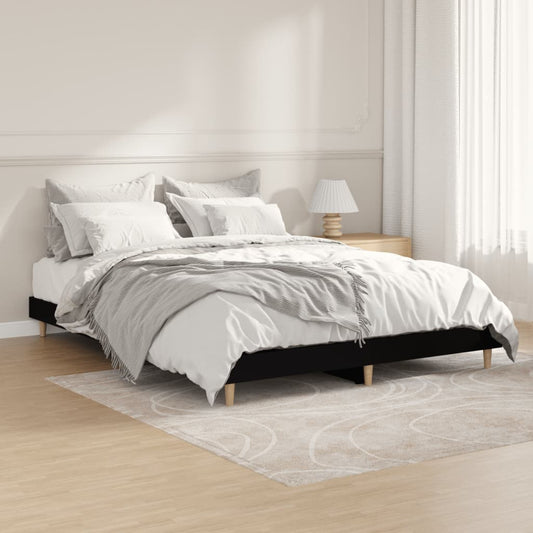 vidaXL Bed Frame Black 135x190 cm Engineered Wood