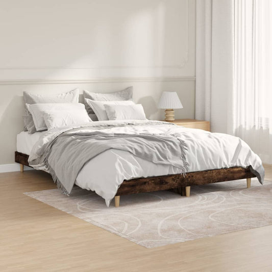 vidaXL Bed Frame Smoked Oak 135x190 cm Engineered Wood