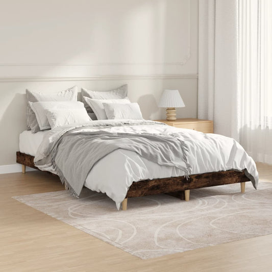 vidaXL Bed Frame Smoked Oak 120x190 cm Engineered Wood