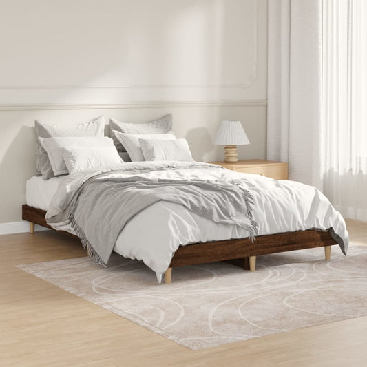 vidaXL Bed Frame Brown Oak 120x190 cm Engineered Wood