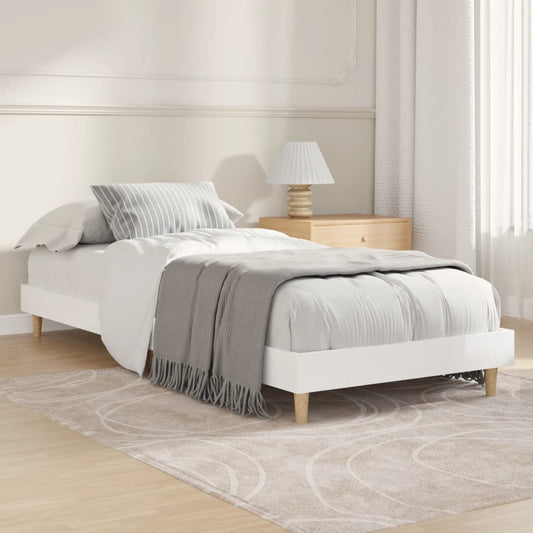 vidaXL Bed Frame High Gloss White 75x190 cm Engineered Wood