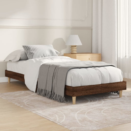 vidaXL Bed Frame Brown Oak 75x190 cm Engineered Wood