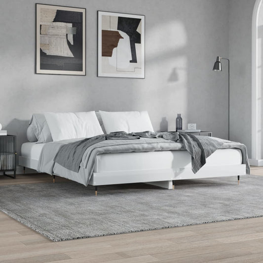 vidaXL Bed Frame High Gloss White 200x200 cm Engineered Wood