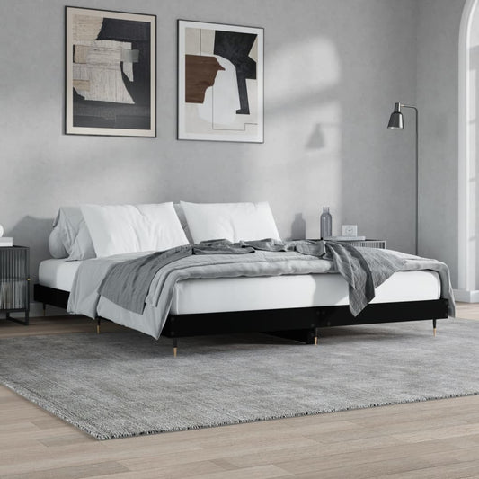 vidaXL Bed Frame Black 150x200 cm 5FT King Size Engineered Wood