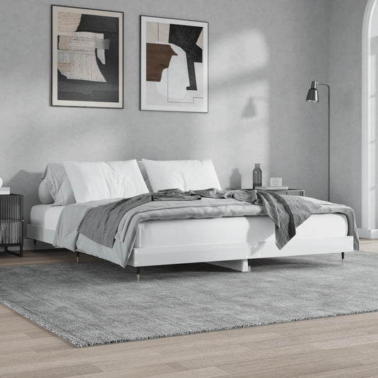 vidaXL Bed Frame High Gloss White 140x200 cm Engineered Wood