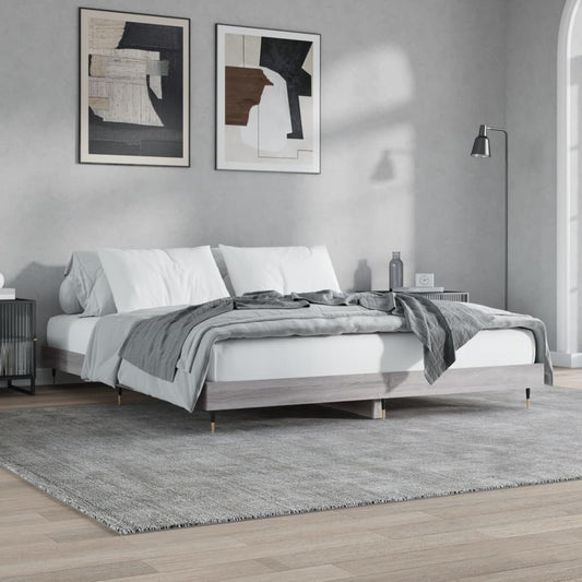 vidaXL Bed Frame Grey Sonoma 140x200 cm Engineered Wood