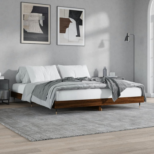 vidaXL Bed Frame Brown Oak 140x200 cm Engineered Wood