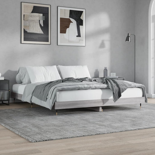 vidaXL Bed Frame Grey Sonoma 120x200 cm Engineered Wood