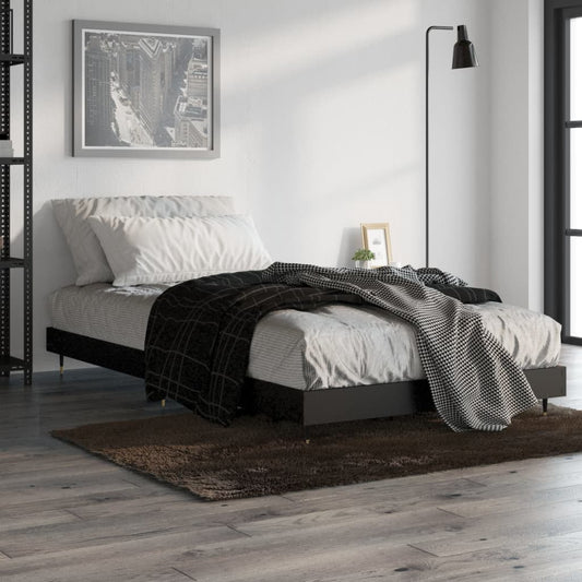 vidaXL Bed Frame Black 100x200 cm Engineered Wood