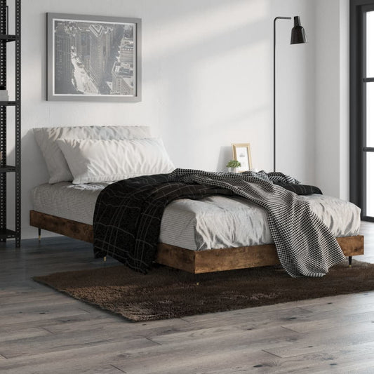 vidaXL Bed Frame Smoked Oak 100x200 cm Engineered Wood