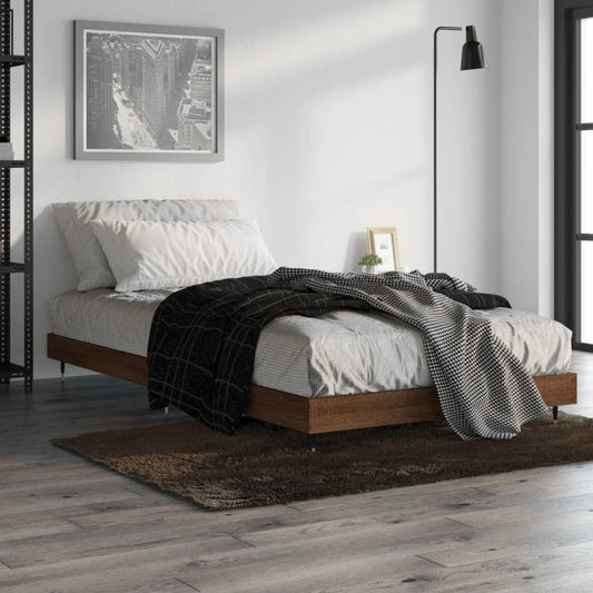 vidaXL Bed Frame Brown Oak 90x200 cm Engineered Wood