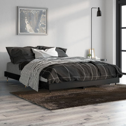vidaXL Bed Frame Black 140x190 cm Engineered Wood