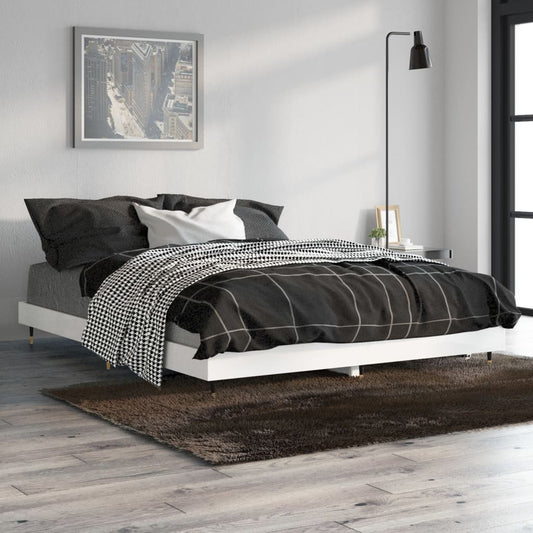 vidaXL Bed Frame High Gloss White 135x190 cm 4FT6 Double Engineered Wood