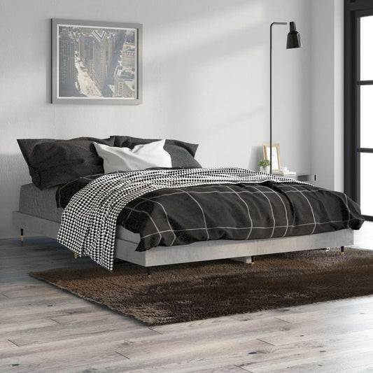 vidaXL Bed Frame Concrete Grey 135x190 cm 4FT6 Double Engineered Wood