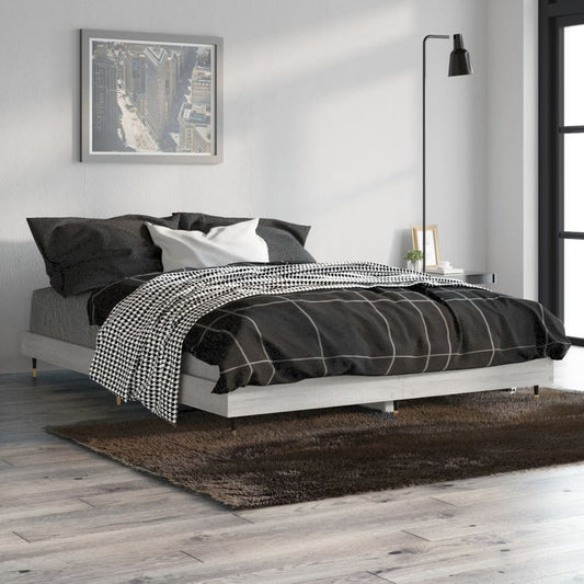 vidaXL Bed Frame Grey Sonoma 135x190 cm 4FT6 Double Engineered Wood