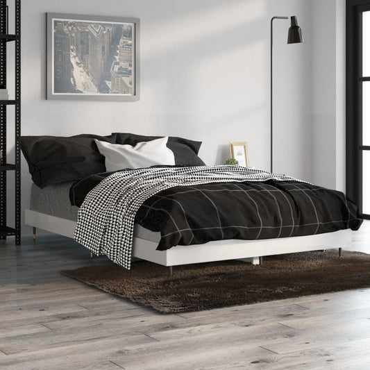 vidaXL Bed Frame High Gloss White 120x190 cm 4FT Small Double Engineered Wood