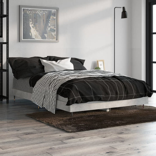 vidaXL Bed Frame Concrete Grey 120x190 cm 4FT Small Double Engineered Wood