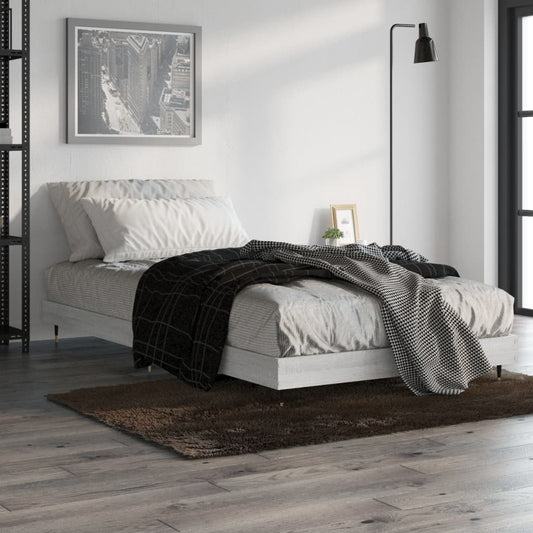 vidaXL Bed Frame Grey Sonoma 90x190 cm 3FT Single Engineered Wood