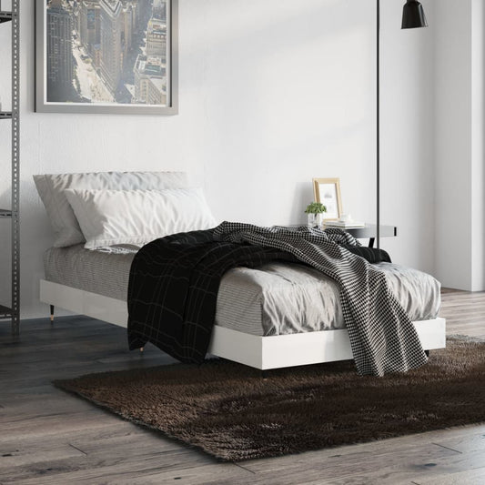 vidaXL Bed Frame High Gloss White 75x190 cm 2FT6 Small Single Engineered Wood