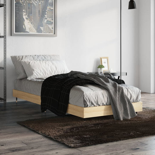 vidaXL Bed Frame Sonoma Oak 75x190 cm 2FT6 Small Single Engineered Wood