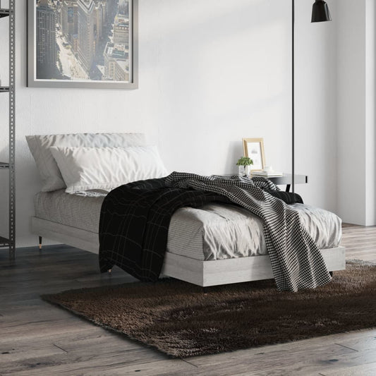 vidaXL Bed Frame Grey Sonoma 75x190 cm 2FT6 Small Single Engineered Wood