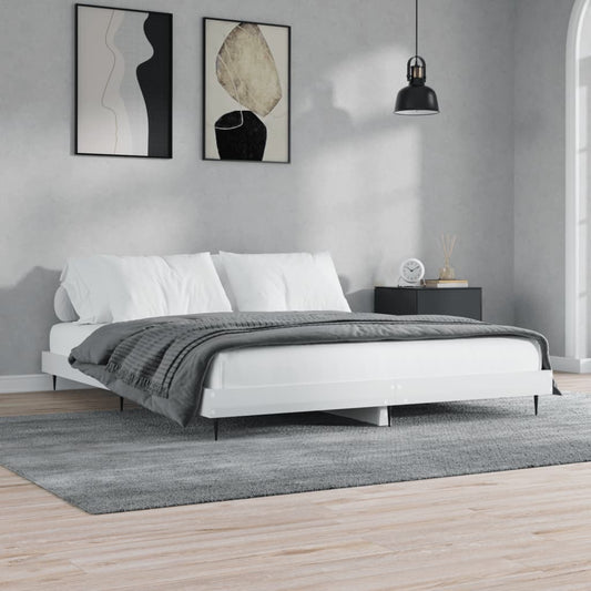 vidaXL Bed Frame High Gloss White 200x200 cm Engineered Wood