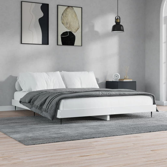 vidaXL Bed Frame White 160x200 cm Engineered Wood