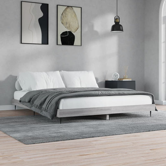 vidaXL Bed Frame Grey Sonoma 140x200 cm Engineered Wood